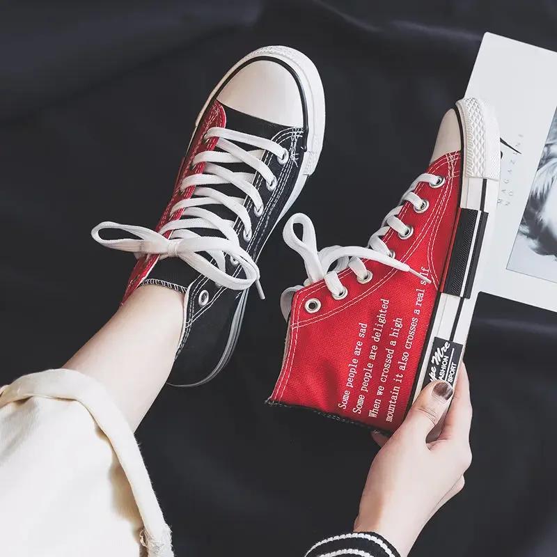 High Top Shoes Women Plus Size 270 Mm Designer Sneakers 2026 Fashion High Top Sneakers Autumn Women's Canvas Shoes