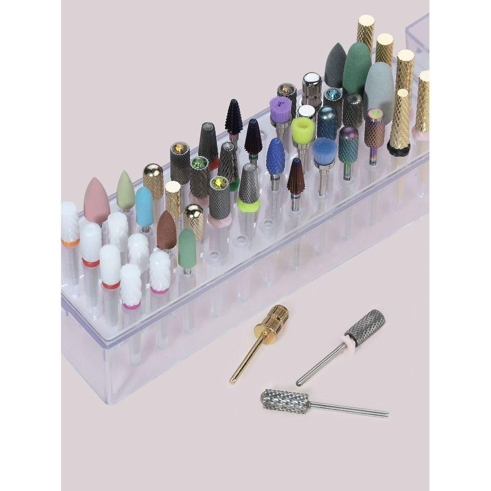 Transparent Nail Drill Bits Storage Box Professional Nail Drill Bits Holder Stand