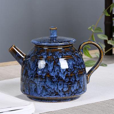 Ceramic Teapot Single Pot Household Large Capacity Simple Kiln Change Tianmu Glaze Jianzhan Kung Fu Tea Set Filter Tea Kettle