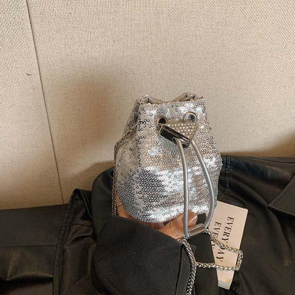 Sequin Mobile Phone Bag Mini Coin Purse Shoulder Pouch Glitter Bucket Bag  Women