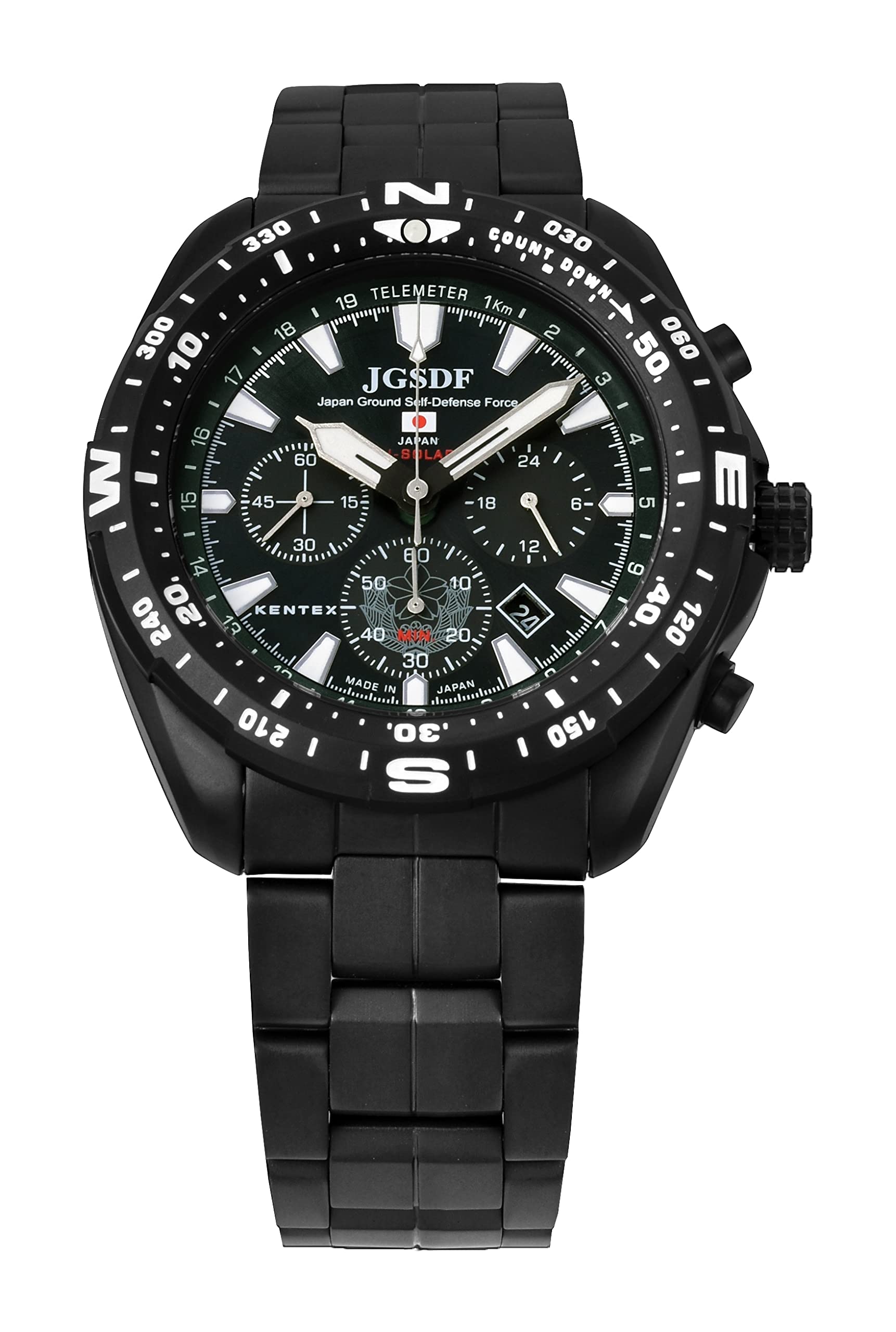 

Watch Solar Chronograph Ground Force Model Water Resistant to 10 ATM Black [KENTEX] Self-Defense S801M-01 Men s зелений