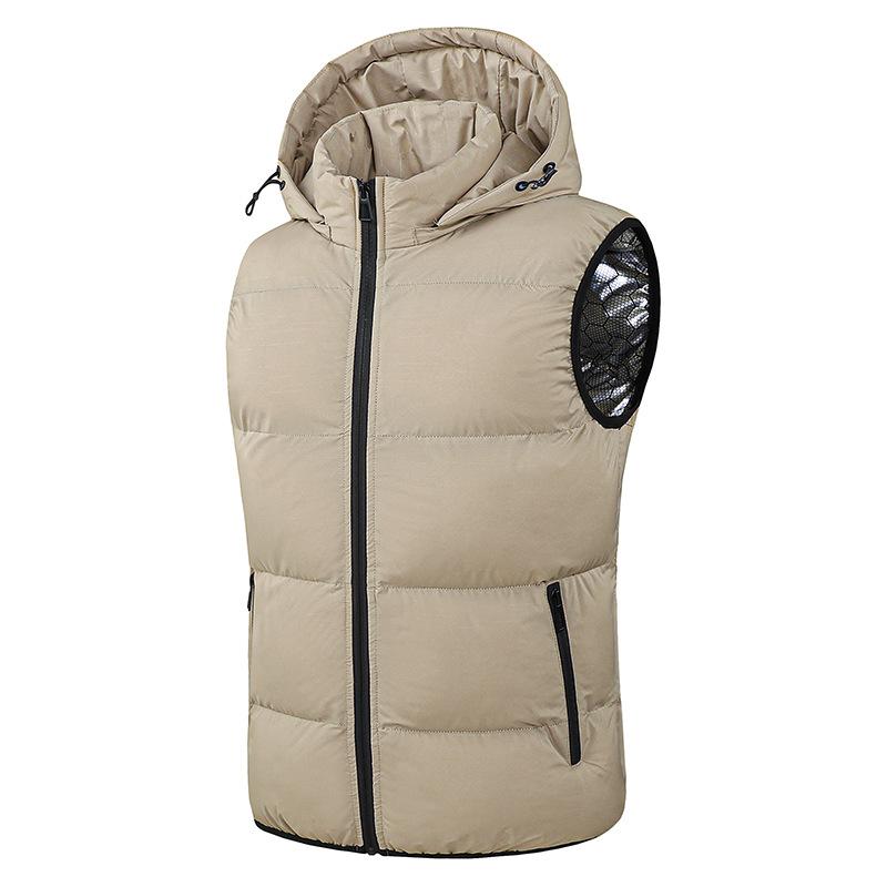 

2025 new vest graphene thermal vest waterproof windproof hooded comfortable and simple men s European size XL хаки