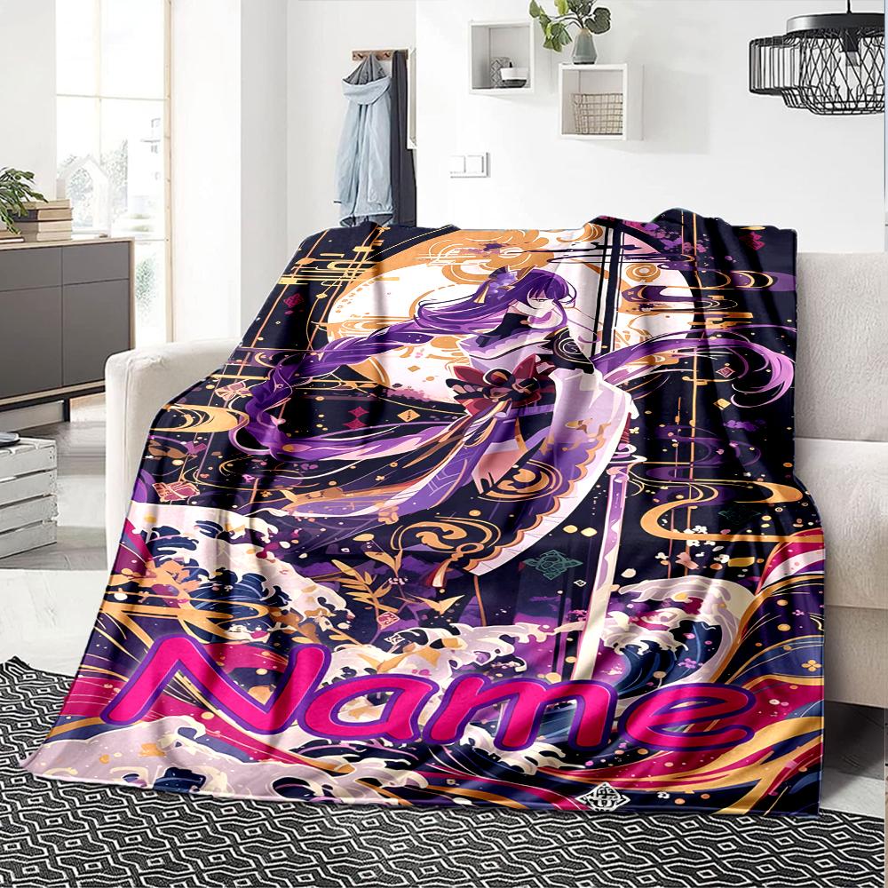 Customiz Name Personality Genshin Impact Balzebub Blanket Soft &Warm Sofa Office Bed Travel Lunch Break Blanket, Gift Suitable All Seasons