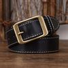 Handmade Retro Thick Thread Decoration Thickened First Layer Vegetable Tanned Leather Belt Men'S Genuine Leather Pin Buckle Versatile Casual Belt Men'