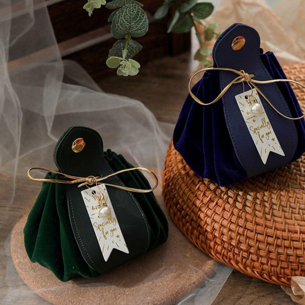 Pu Leather candy bags With Pearls Leather Gift Bag Creative Gift Packaging For Birthday Party