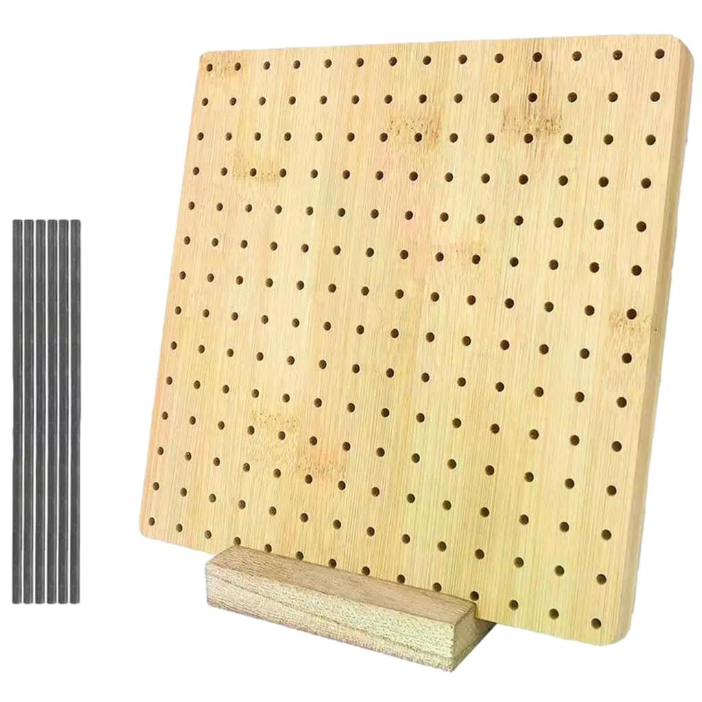 Rubonarie Crochet Blocking Board, 20cm x 20cm, 20 Stainless Steel Pins, Brown