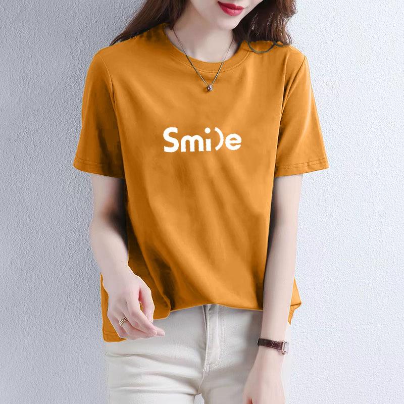 White Letter Print Oversized 100% Cotton Short-Sleeve T-Shirt