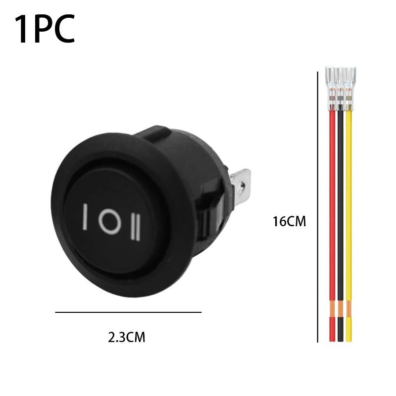 1/2PCS 12V Round Rocker Switch DC SPDT Circle Toggle Switch with Wires for Auto Marine Boat Switches Modified 3 Pin ON Off ON