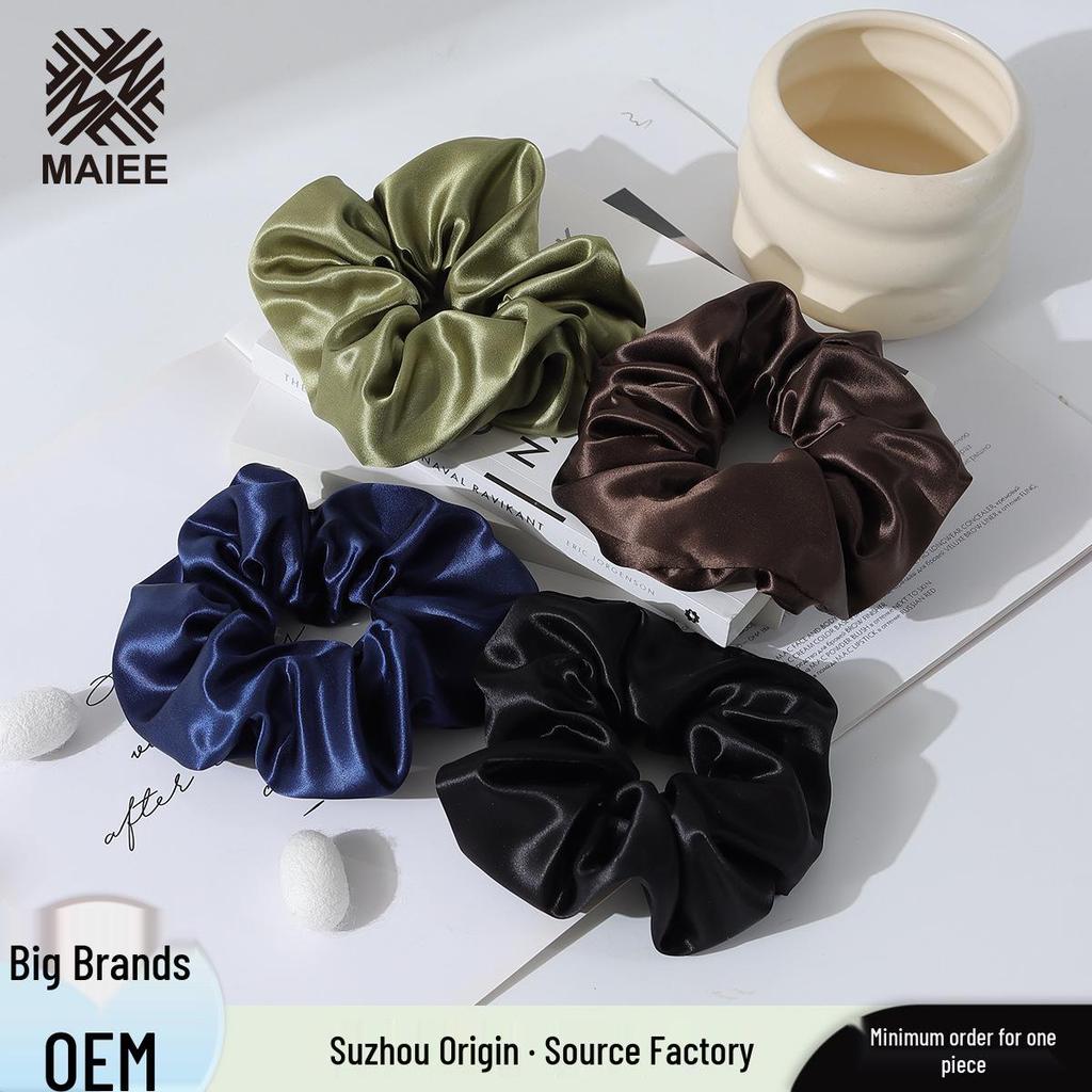 7cm Extra Large Silk Hair Tie - 22 Momme, Large Intestine Ring, 55cm Fabric, Custom Label Available
