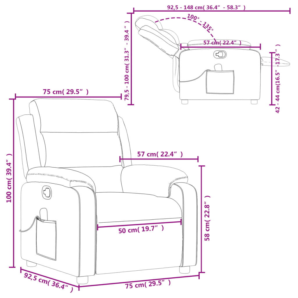 Massage Chair Burgundy Artificial Leather
