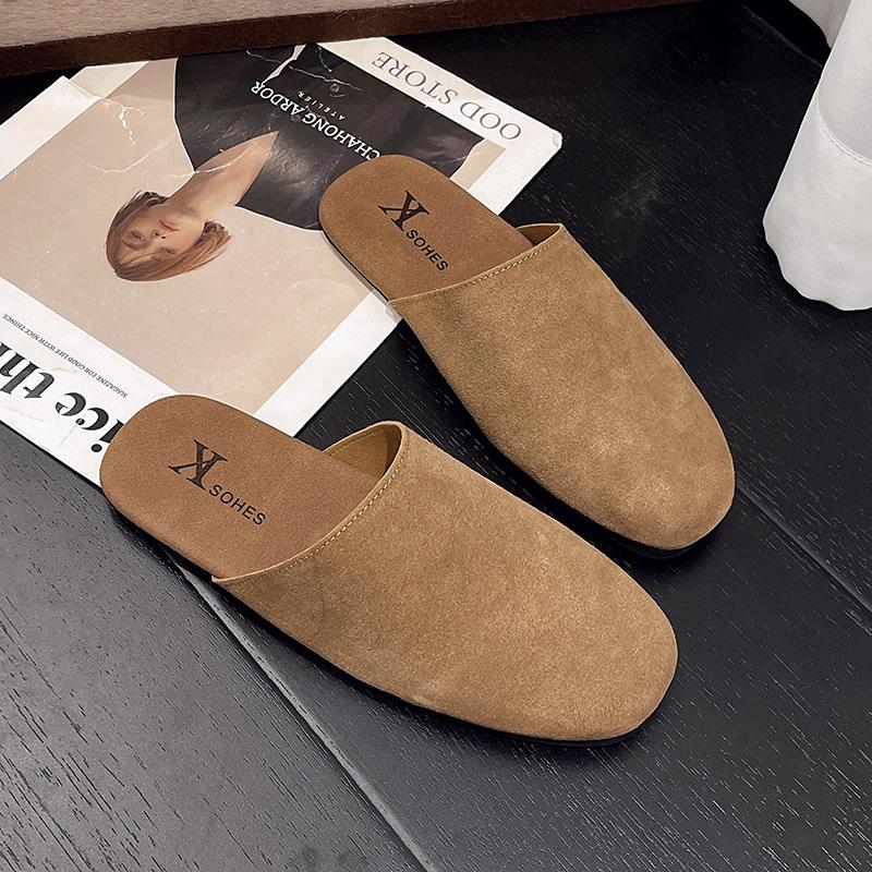 

Коричневая сумка на голову полушлепанцы женские весенние новые ретро толстый каблук универсальные маленькие кожаные туфли со шлепанцами-юбкой 40 хаки