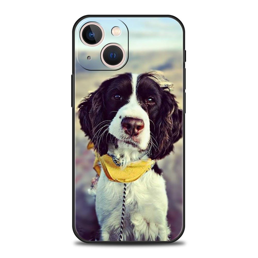 

Милый роскошный чехол для телефона с собакой кокер-спаниеля для iPhone 13 15 14 12 Mini 11 Pro MAX XR X SE XS 7 8 Plus, черный силиконовый чехол iPhone 15 Pro