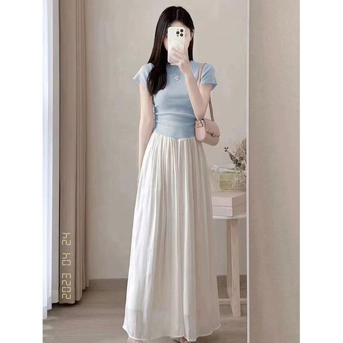 

Лето 2024 г. Комплект из двух частей с юбкой в стиле миниатюрных корейских дорам