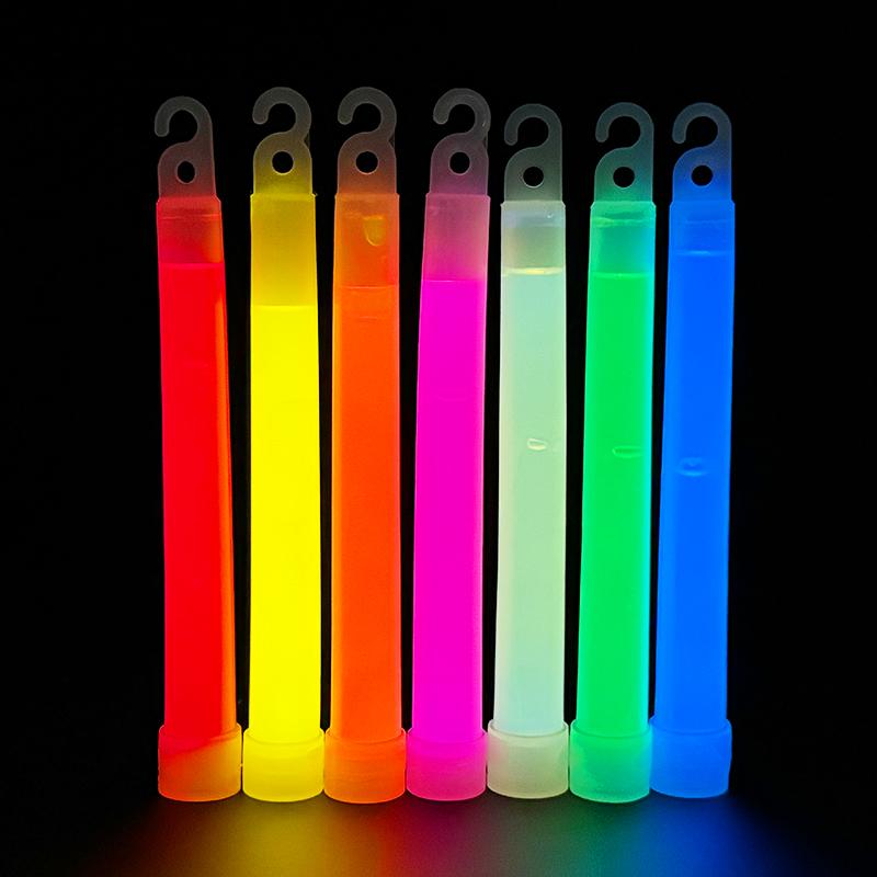 5/10pcs Glow Sticks With Hook 6 Inch Fluorescence Light Stick For Hiking Camping Outdoor Supplies Glow In The Dark Party Decor
