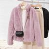 Trendy Fashion Stand-up Collar Coral Fleece Jacket Women's Small Soft Waxy Age-reducing Zipper Top Sweater Tide