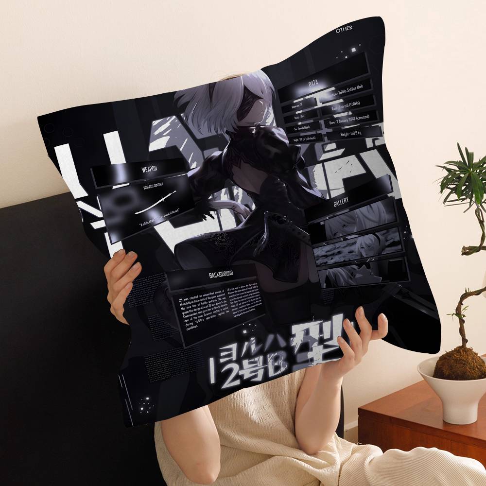 N-Nier Anime Cushion Cover Pillow Cover Decor Pillowcase Printed Cushion Case for Couch