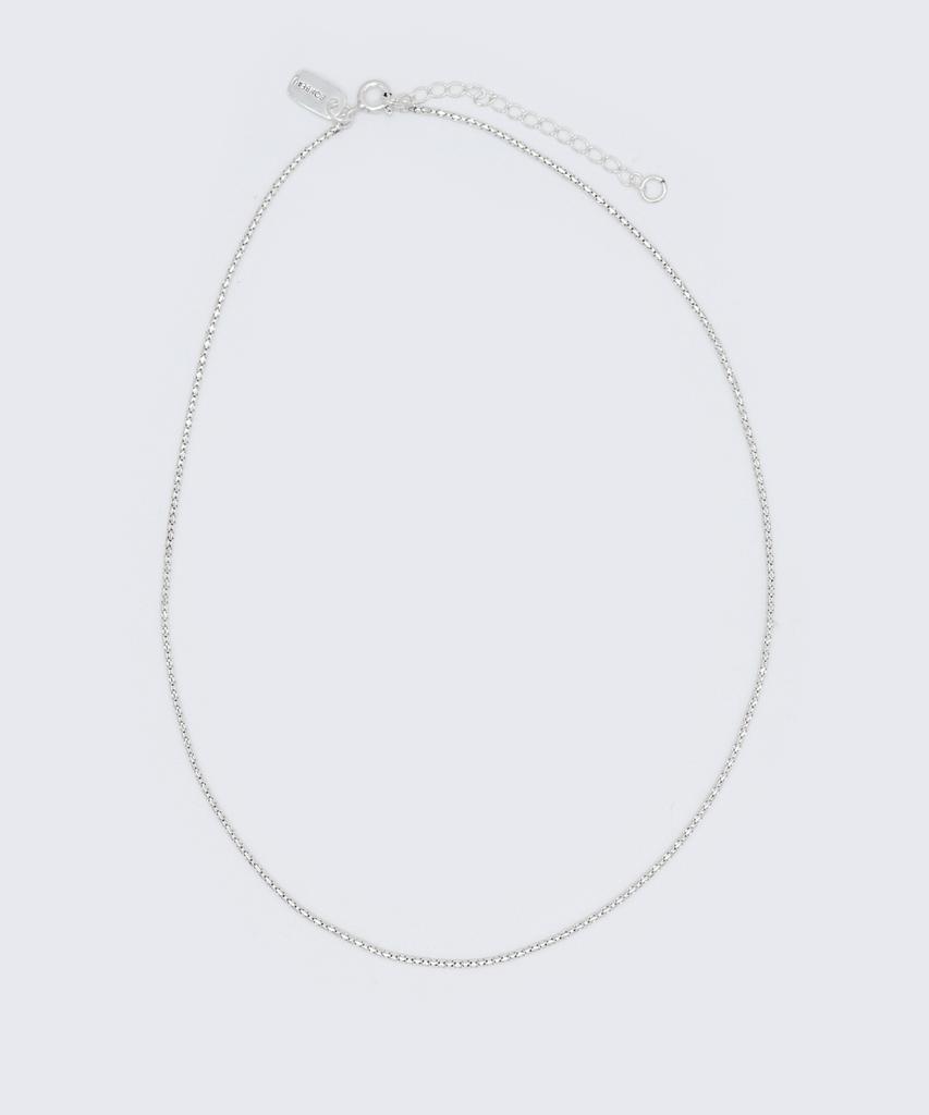 Bonbeau Lolli Cutting Silver Chain Necklace 925 Silver Cutting Italian Chain Choker Necklace