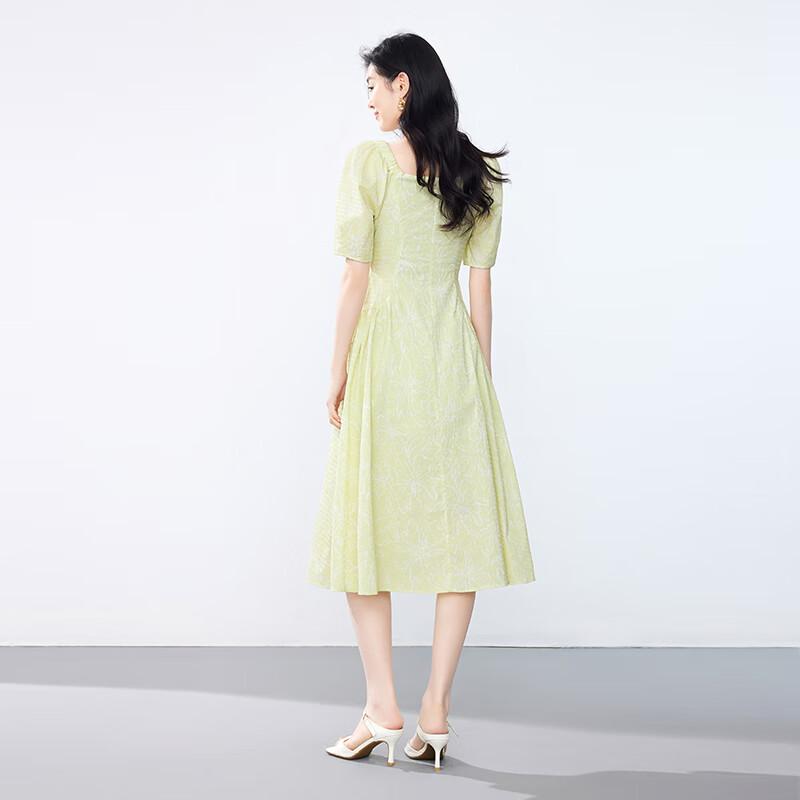 JOY SPEAKER Floral Square Neck Midi Dress