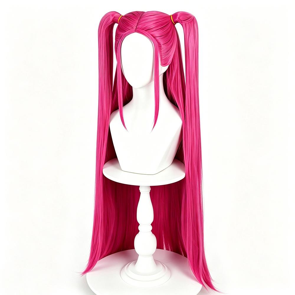 Skpop Witch Hunting Group Mila Cos Wig, Rose Red High-Temperature Fiber Full Wig, Long Hair For Double Ponytail Styling