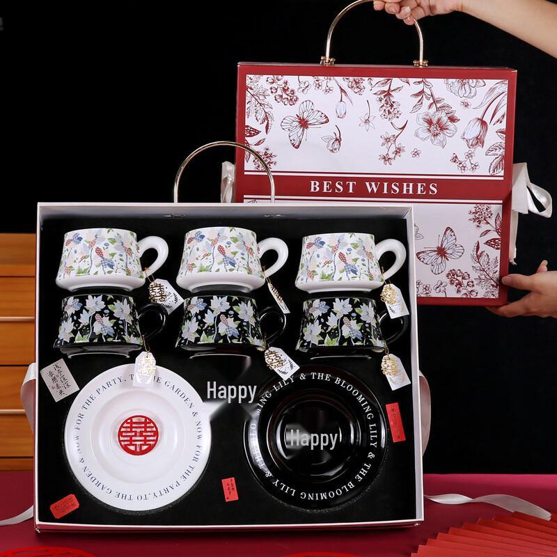 Elegant Ceramic Coffee Cup Set for Couples & Friends