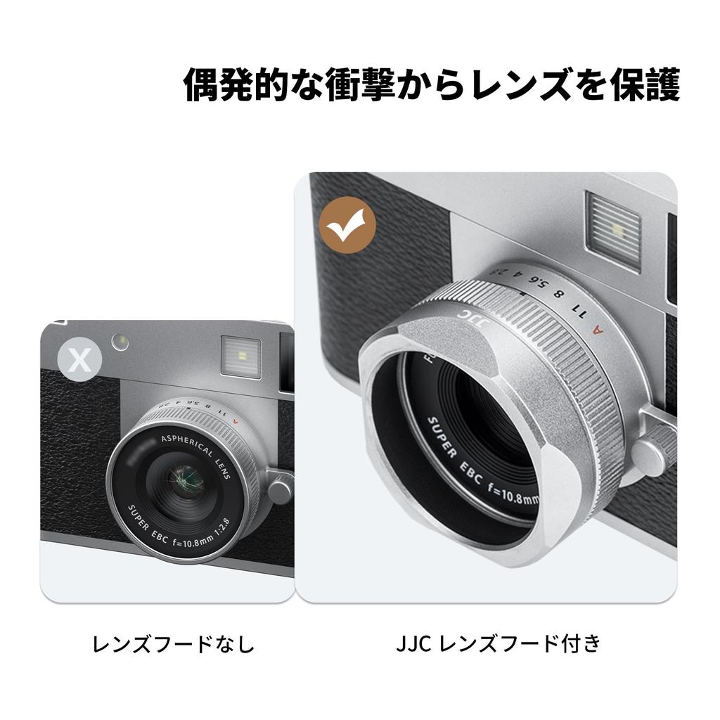 JJC Fujifilm Lens Hood and Lens Cap for Fujifilm Compatible with Matte Lens Includes Silver X-Half X-Half (X-HF1) - F-XHFUV Filter, Surface,