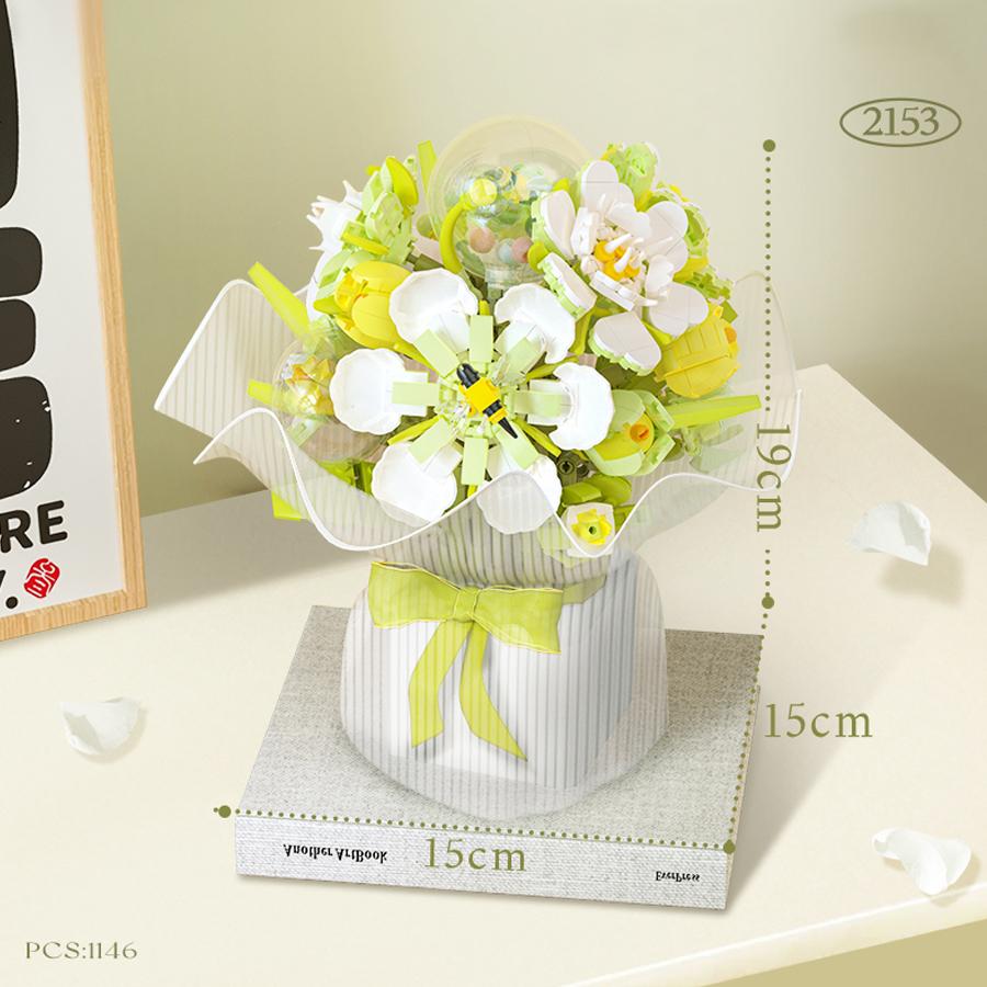 Non-Toxic Creative Diy Hand-Held Bouquet Building Block Sets Flowers Bricks Assembly Toys Children Mother'S Day Valentine'S Day Gifts