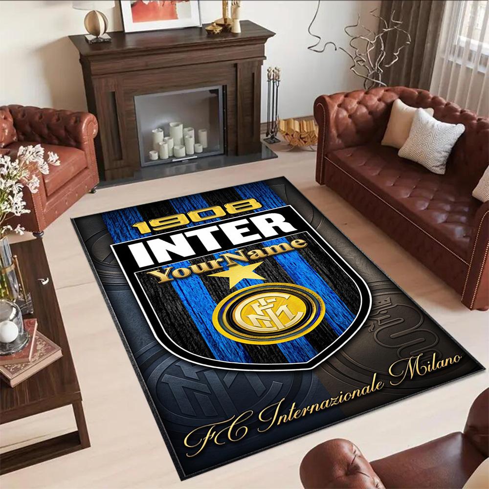 Inter Milan Personalized Name Carpet Design for Kitchen Playrooms Decorate room Dormitory Anti-slip Rug Anime Office Decor Best for Christmas