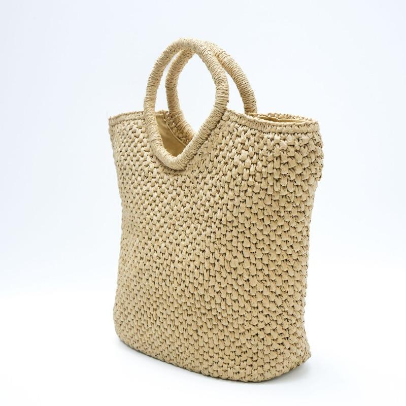 New Straw Bag Women's Simple Solid Color Hand-woven Bag Large Capacity Handbag Holiday Beach Bag