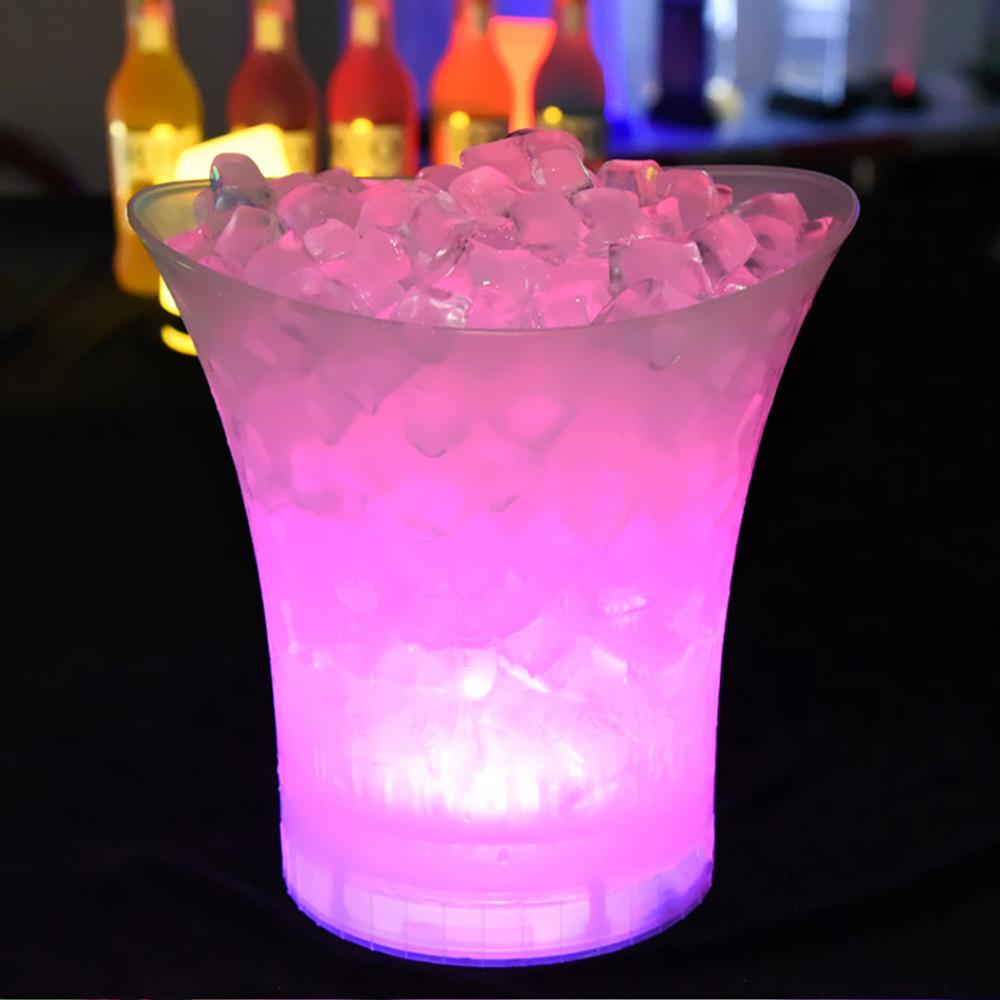 Bars Nightclubs New Waterproof Plastic LED Ice Bucket 4 Color LED Champagne Beer Bucket 5L LED Light Up Bars Night Party
