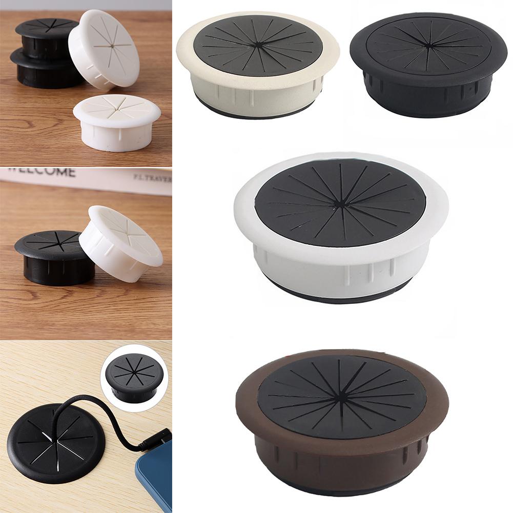 60MM Desk Cord Grommet Wire Hole Cover Line Outlet Port Threading Box Cover Cable Passing Box Office Table Cable Organizer