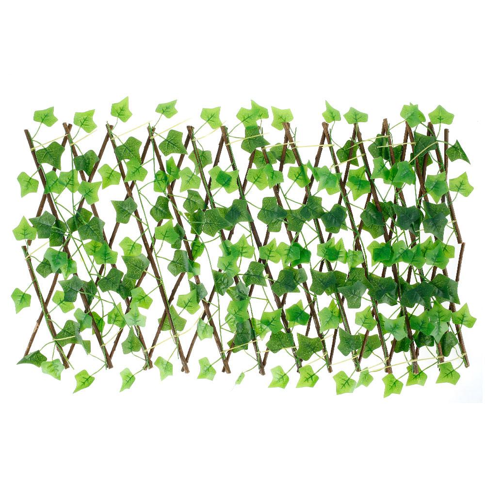 230cm Artificial Ivy Green Leaves Wooden Fence Faux Privacy Fence Screen Panels for Home Wall Garden Balcony Decoration