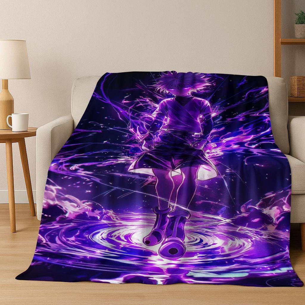 Anime HUNTER X HUNTER HXH Gon Freecss Killua Cartoon Flannel Blanket,Cozy Soft Throw Blanket for Home Bedroom Bed Sofa Cover Kid