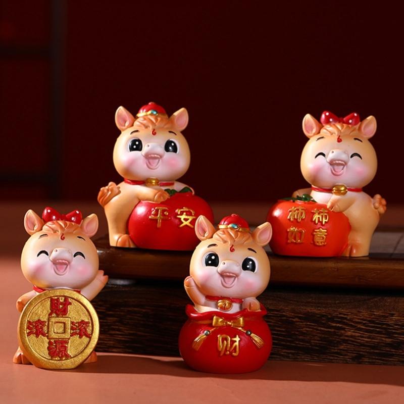 Artistic Resins Horse Miniature Statue Traditional Zodiacs Design Desktop Decoration Chinese New Year Holiday Gift