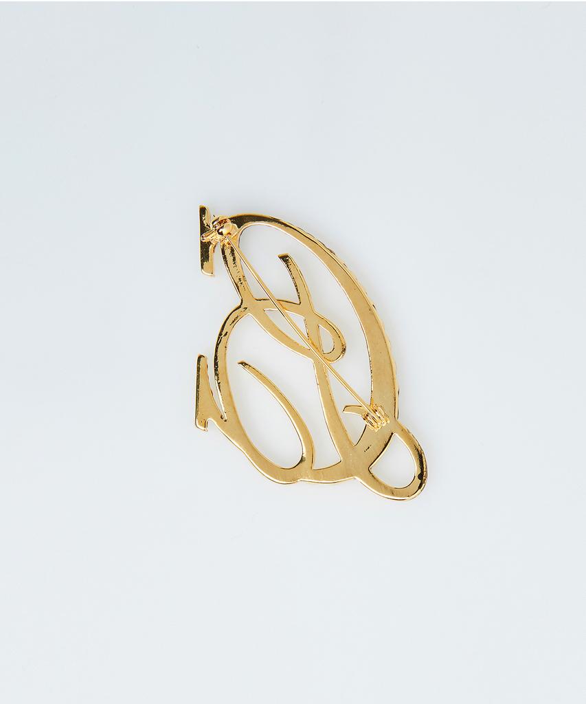 Beyond Closet Klassisches Logo Vintage Metallbrosche Gelbgold