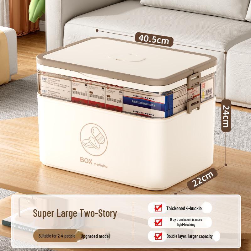 Large Multi-layer Plastic First Aid Kit & Medicine Storage Box for Household Use