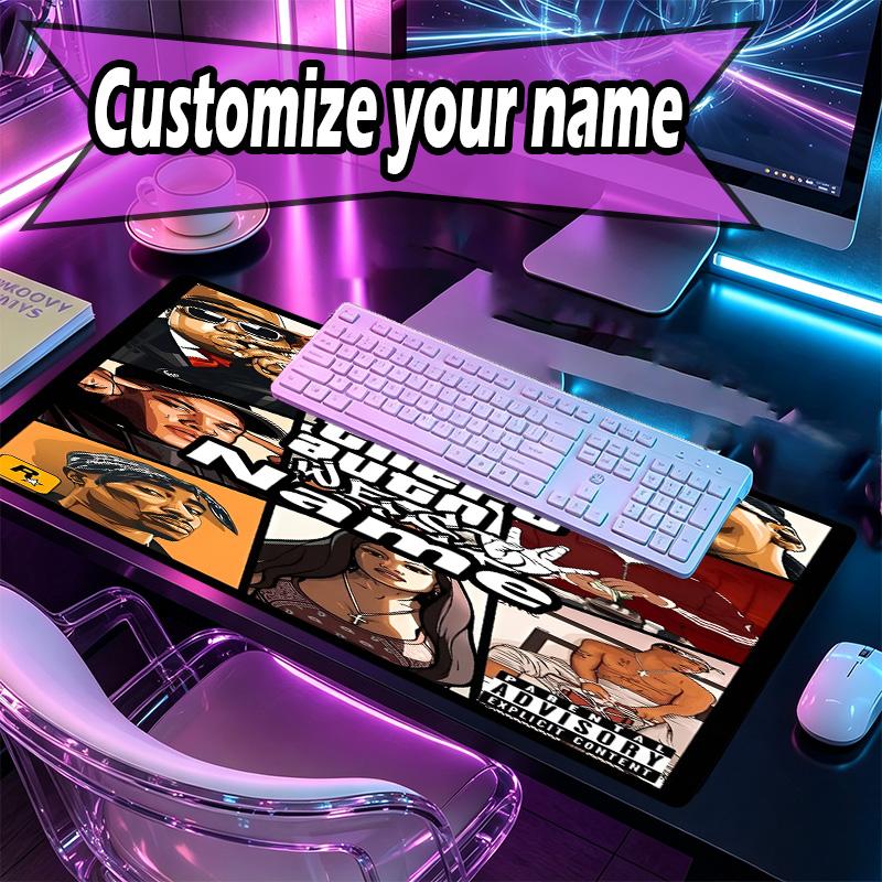 Benutzerdefinierter Name Personalisierte Grand Theft Auto VI Muster Mauspads, Laptop PC Schreibtischunterlage, Dekorative Schreibtischmatte für Zuhause Tastaturpad Geschenk