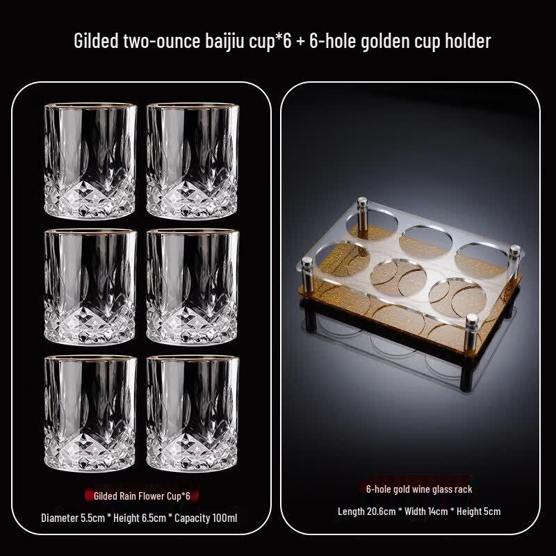 Premium Gold-Rimmed Crystal Baijiu Glass Set