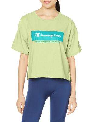 Short Round Quick UV Graphic Logo Short Sleeve Pale Yellow Green L [Champion] T-Shirt, Sleeve, Neck, Drying, Protection, Lightweight, Print, Shirt,