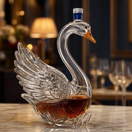 Kachní karafka na whisky, 3D skleněná láhev ve tvaru zvířete se zátkou, Novinka - dávkovač vína pro domácí bar, Dárek pro milovníky whisky