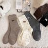 Cashmere Socks For Women Thickened And Warm Zodiac Socks Polka Dot Embroidery Vintage Slimming Pile Socks