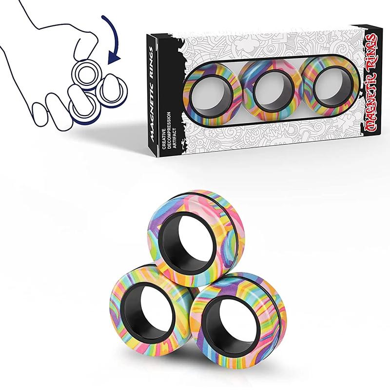 Magnetické Kroužky Fidget Hračka Sada Magnetů pro Dospělé Fidget Magnety Kroužky Spinner Fidget Balení Skvělý Dárek pro Dospělé Teenagery Děti (3KS)
