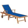 Day and Night - Day and Night Lounger with Royal Blue Cushion Solid Teak Wood
