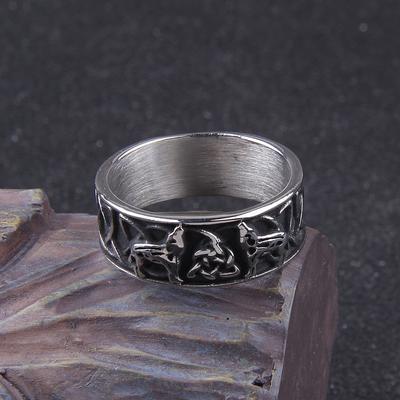 Viking İskandinav Mitolojisinde Dev Kurt Erkek Yüzük Savunma Totem Kurt Moda Hip Hop Kaya Unisex Parmak Yüzük Punk Hediye