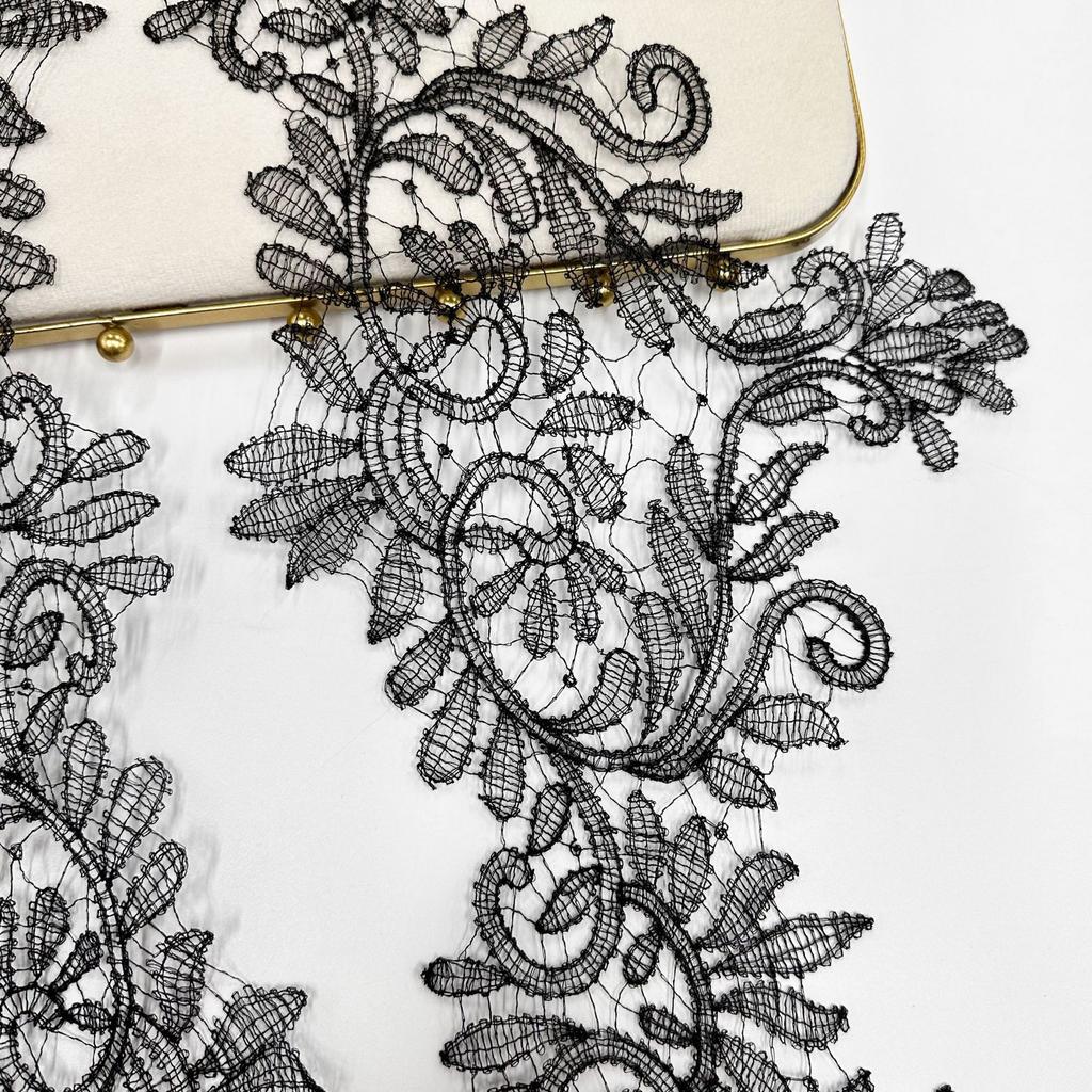 High-End Black Water-Soluble Embroidery Barcode Diy Clothing Dress Dress Decorative Accessories Lace