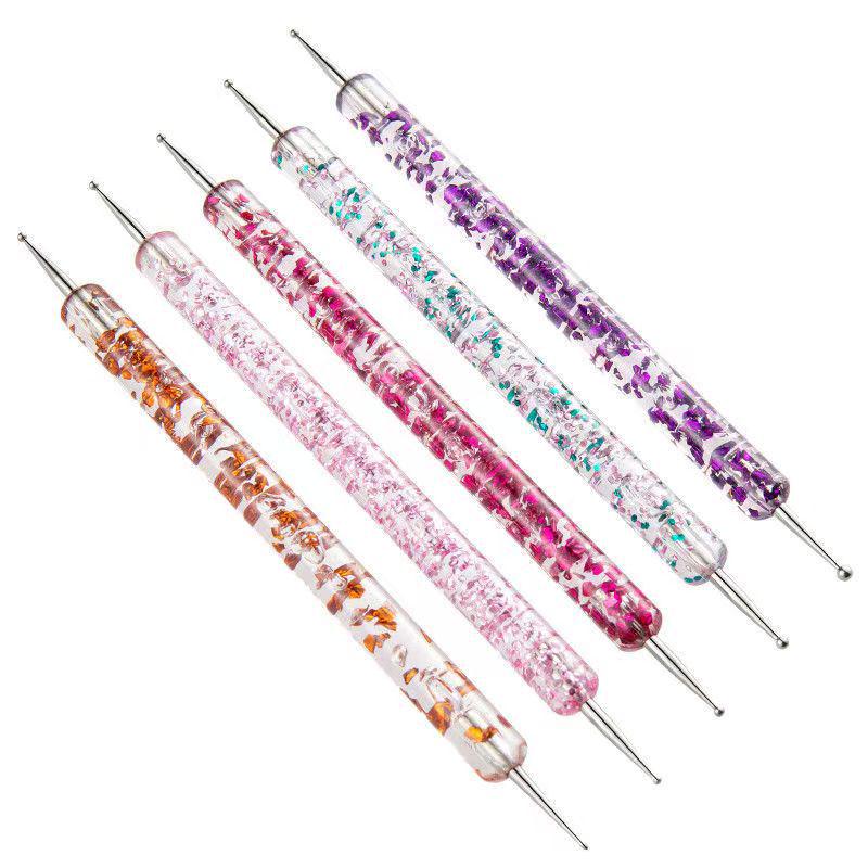 Rhinestone Double-Ended Nail Art Dotting Pen Set - 5 Pieces