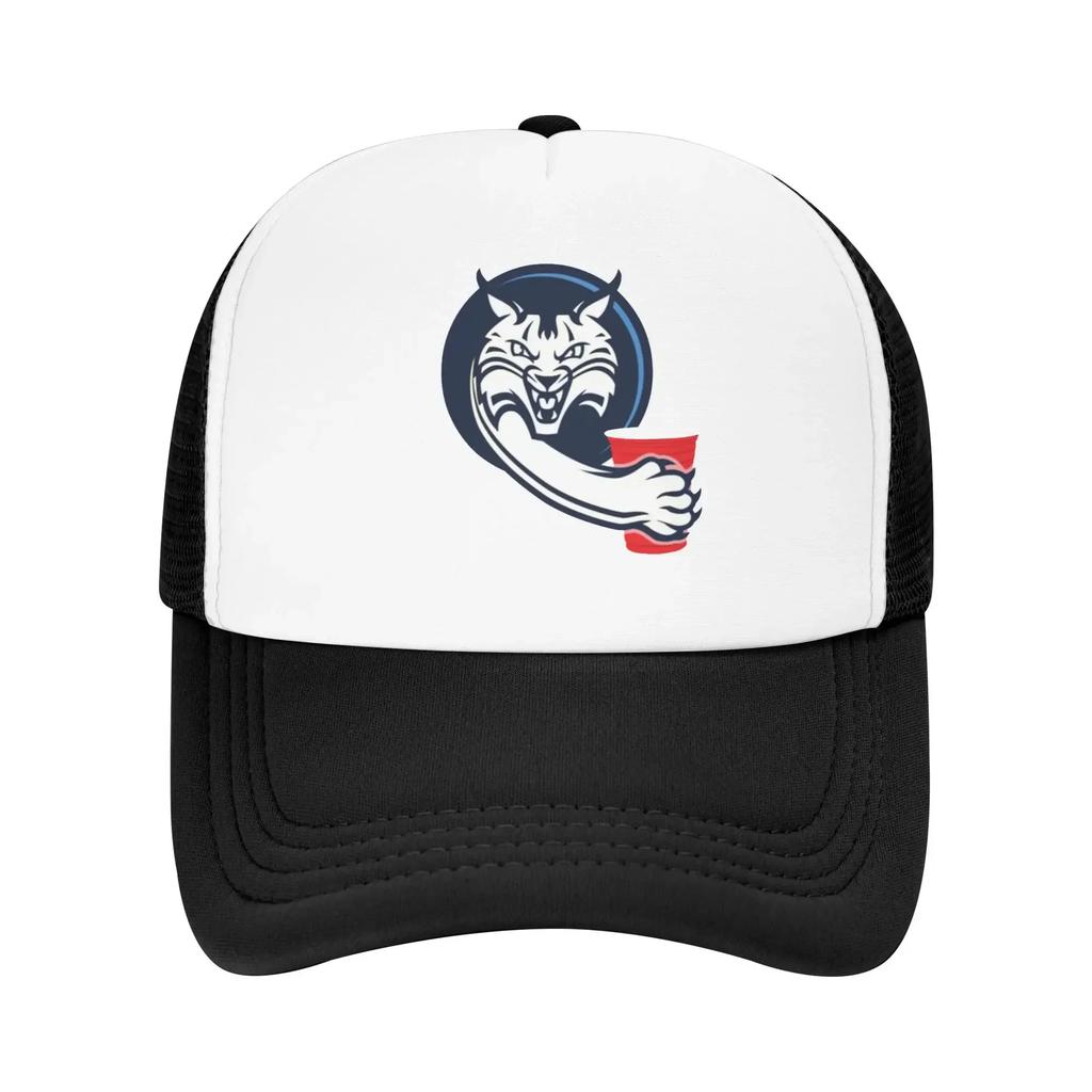 Funny Cat B-Bobcat Drinking Red Cup Hiking Mesh Baseball Caps Women Unisex Male Beach Sunscreen Hats Peaked Cap