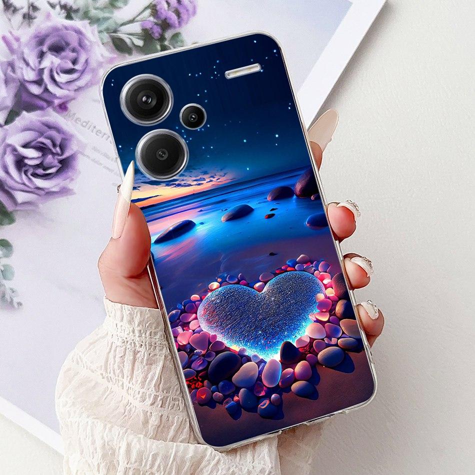 For Xiaomi Redmi Note 13 Pro Plus 5G Phone Case Redmi Note13 13 Pro 13 Pro+ 5G Elegant Floral Cat Soft Silicone Clear TPU Cases