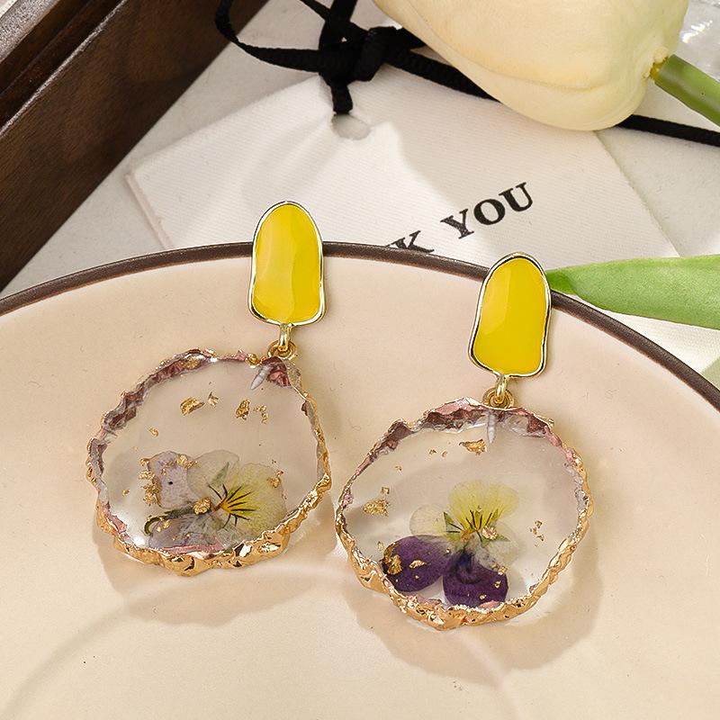 Серьги с сушеными и стабилизированными цветами One Size