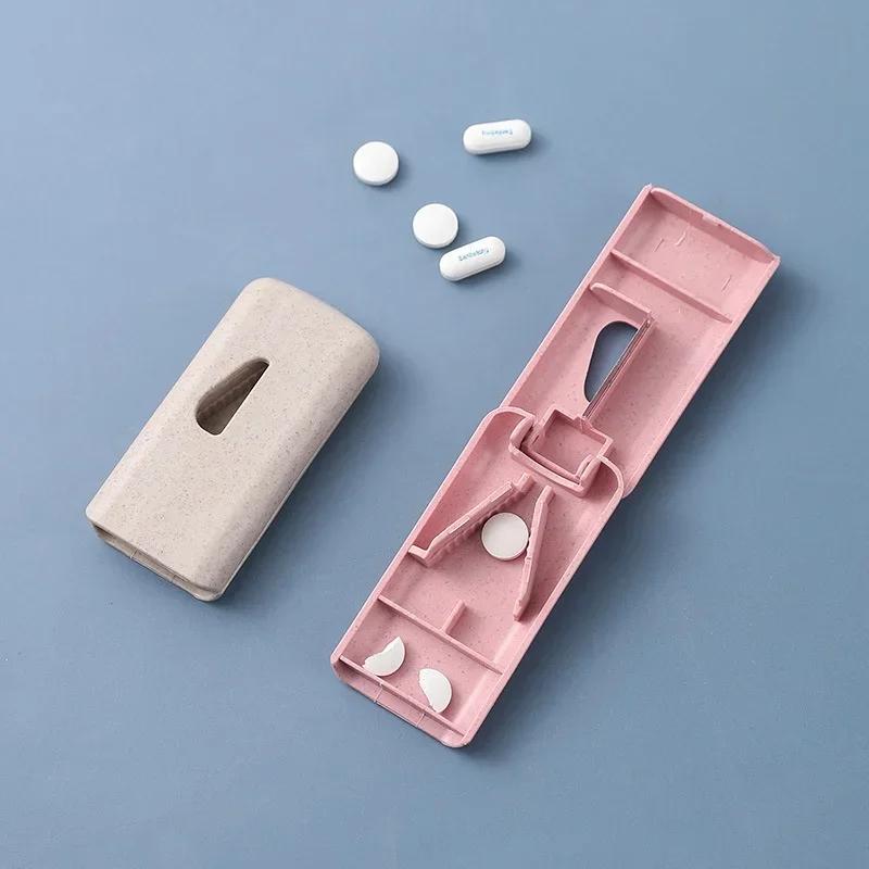 1pc Mini Useful Portable Medicine Pill Holder Tablet Cutter Splitter  Case Storage Box Divider