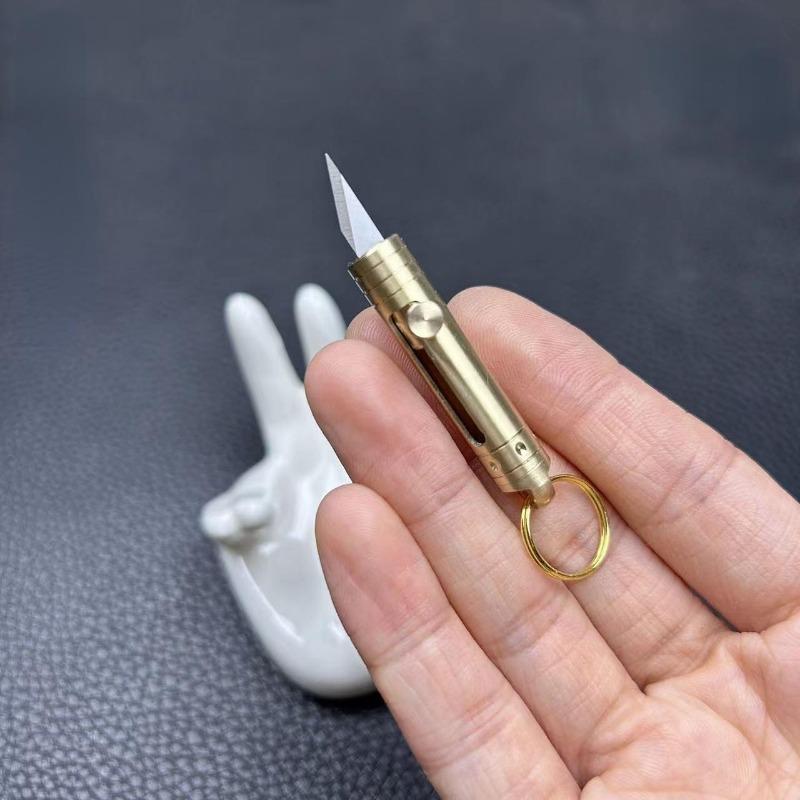 Brass Knife Keychain Pendant Outdoor Carry-on Disassembly Express Utility Knife Office Stationery Cutting Supplies